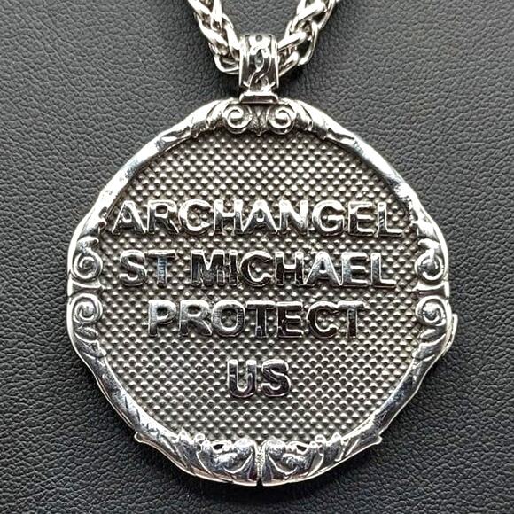 Mens Archangel Saint Michael Pendant Necklace Christian  Stainless Archangel St. Michael Necklace Christian Catholic Faith Birthday Gift